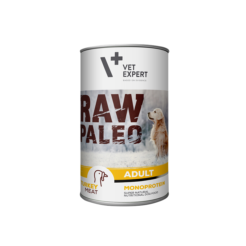 RAW PALEO karma mokra dla psów dorosłych indyk - puszka 400 gram